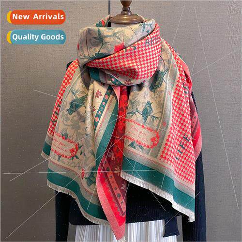 2023 Korea  diamond-shaped grid fashion faux cashmere printi
