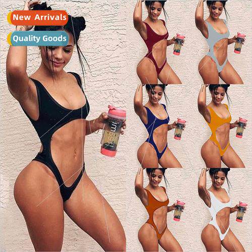 New Europe Swimsu Women Solid Color One Piece Bikini Swimsu