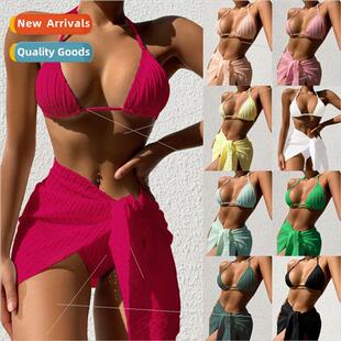 Europe Backless Bikini New Mesh Color Swimsu Solid 2024 Sexy