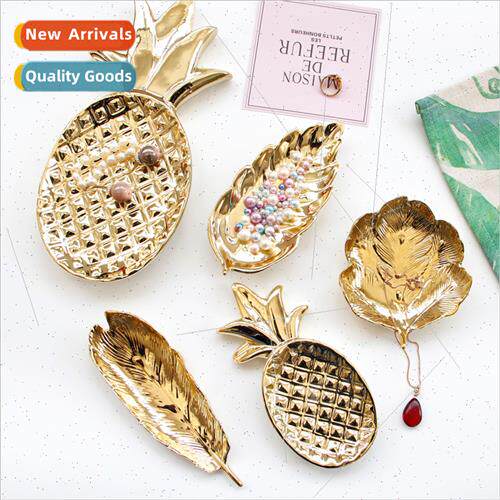 Creative gold ceramic jewelry tray women dresser small objec