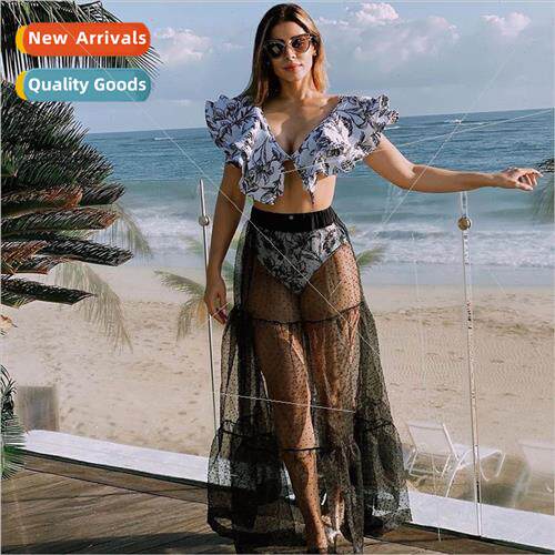 Spl swimsu bikini spun skirt three-piece 2023 new double ruf