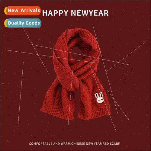 Girl gift New Year Christmas red scarf female winter knted w