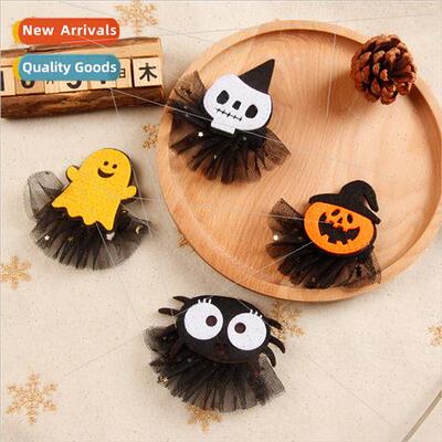 2021 new Halloween pumpkin spooky spider head clips mesh hai