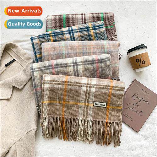 Japanese plaid scarf female fall winter Korean  small fresh