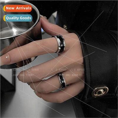 Irregular drip glaze zirconia open ring female dark wind tid