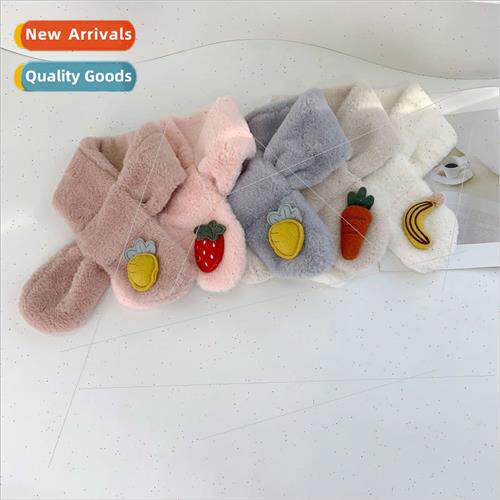 Plush scarf children 2022 winter  cute imation rabb hair fal