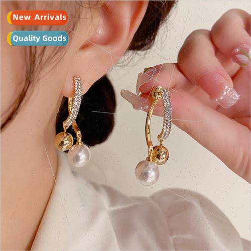 Korea delicate front back wear zirconia pearl earrings s925