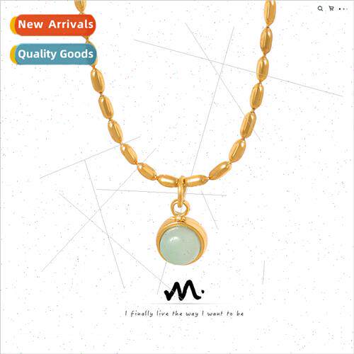 Koreahundreds court retro natural stone rice bead chain neck