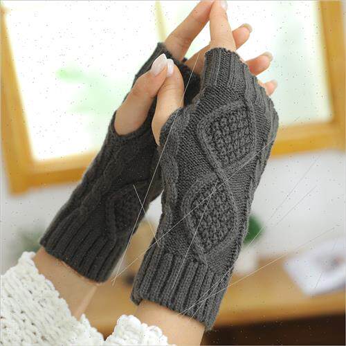 Gloves men winter Korea female half finger warm tide half cu
