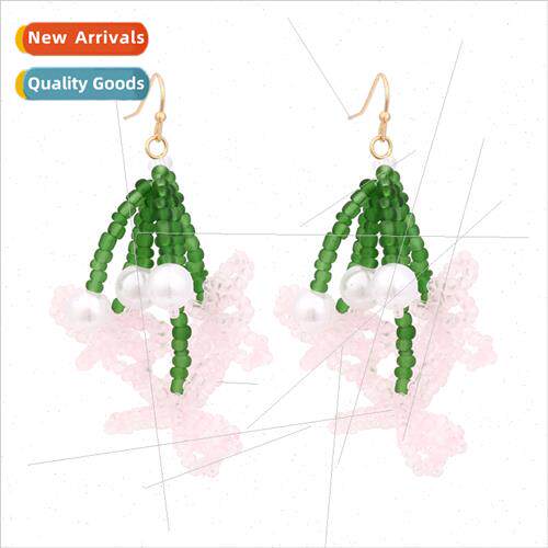 Korea niche design handmade beaded rice beads flowers tassel