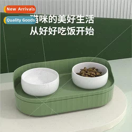 Double large-capacy cat bowl creative cat feeding thickened