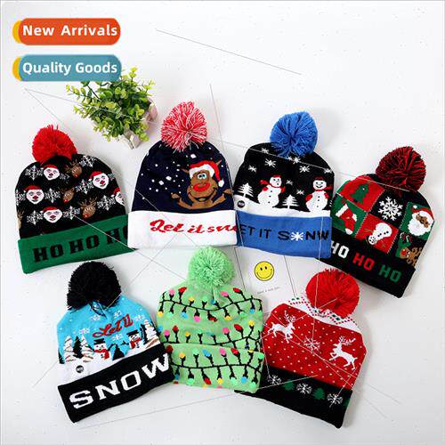 Autumn winter  fashion Christmas Christmas cap LED lights kn
