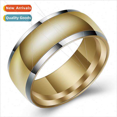 Europe ins stainless steel 8MM ring silver between gold tani