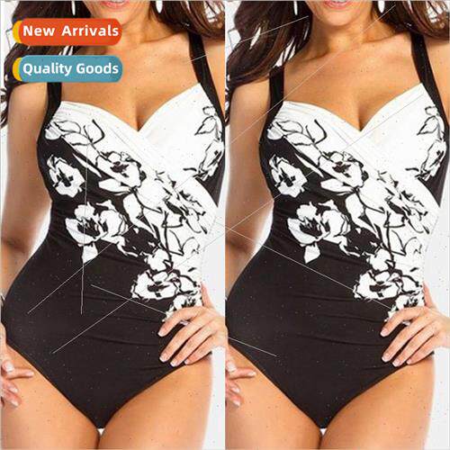 Whe Floral Printed Womens Fattening One-piece Swimsu Swimwea