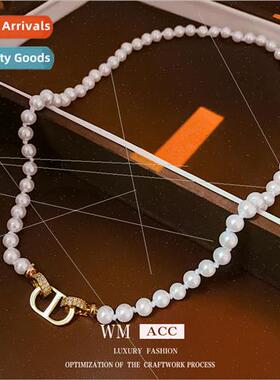 zirconia pig nose pearl necklace lockbone chain hundred matc