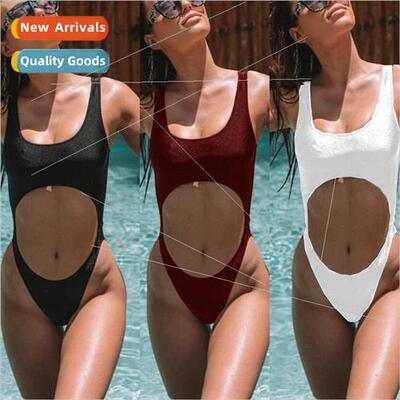 Cutout fluorescent one-piece swimsu bikini 2018A98