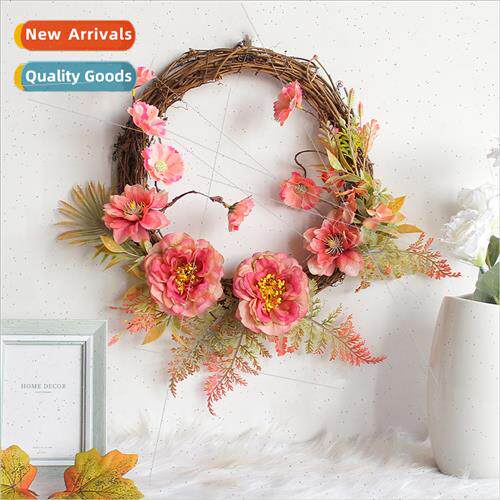 Peony Wreath Door Wall Decoration Hanging Ring Home DIY Weav