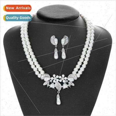 Jewelry sets Pearl necklace earrings bridal wedding dinner d