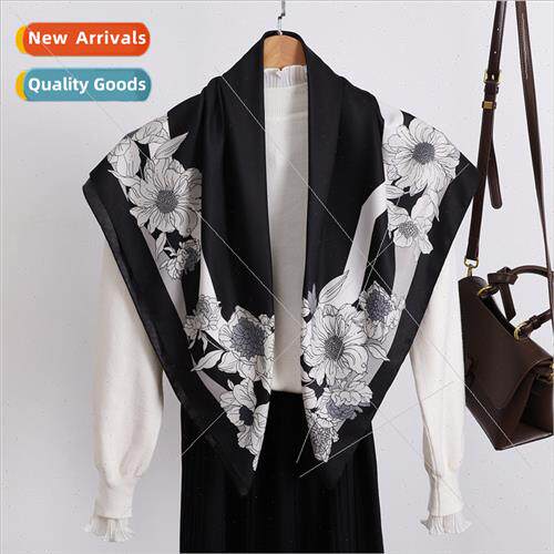 2023 new summer sunscreen simulation silk scarf female tempe
