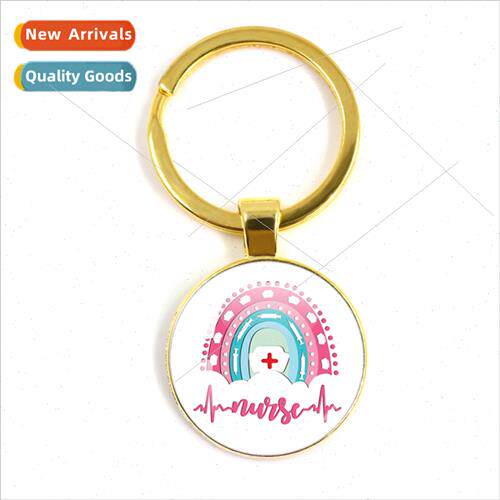 Art Cartoon Patterned Medical Series Gemstone Glass Gold Key