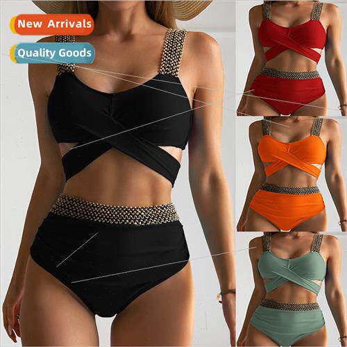 2023 New Europe Spl Solid Color Swimsu Women Bikini Triangle