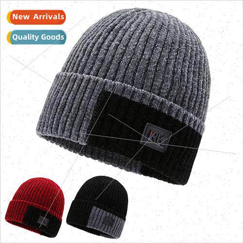 Winter new men knted cap Korea  padded cold chenille cap set