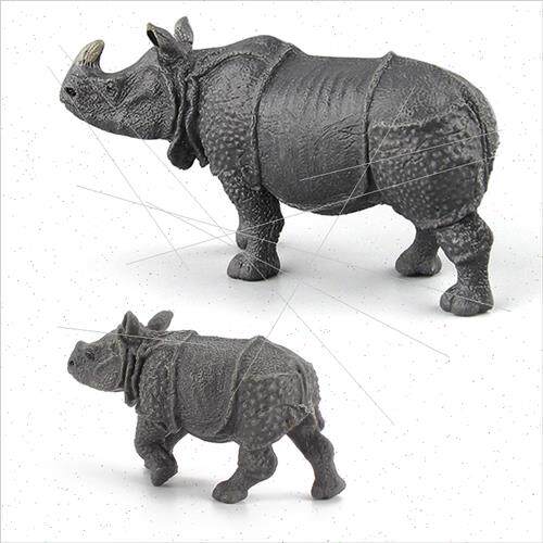 simulation animal world Indian rhinoceros model wild solid s