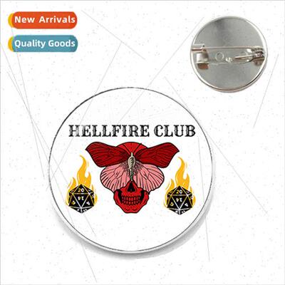 Stranger Things Time Gemstone Badge Hellfire lver Brooch
