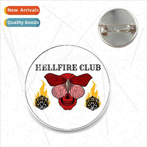 Stranger Things Time Gemstone Badge Hellfire lver Brooch
