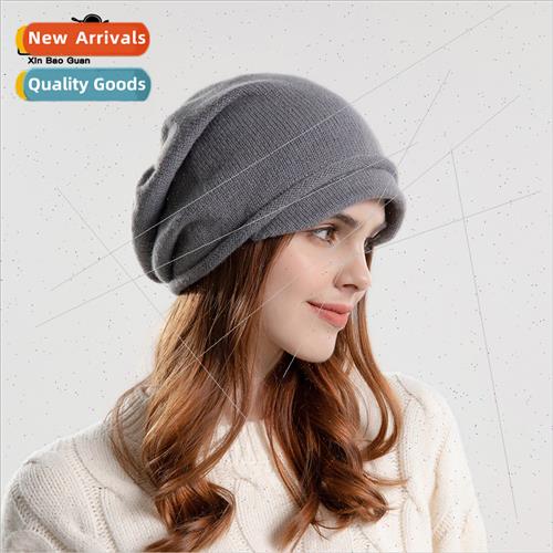 8165 fall winter knted moon hat small brim rolled edge set h