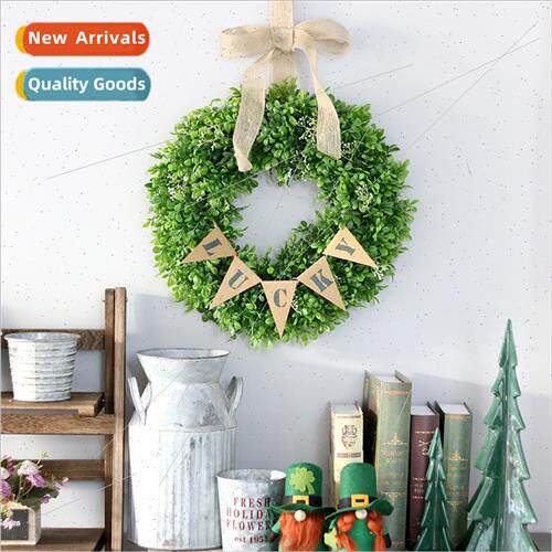 New green simulation leaf wreath spring ins home front DIY e