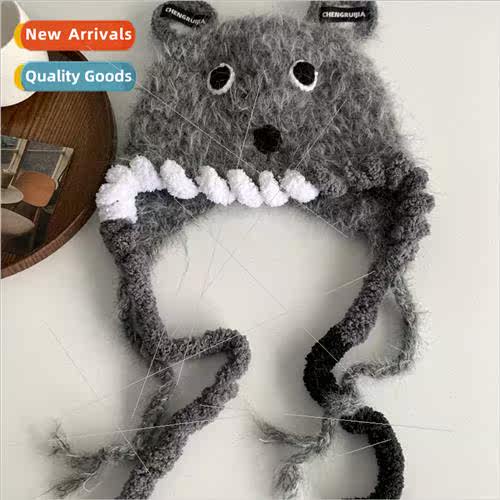 Handmade new plush cute quirky knted ear protection cap thic