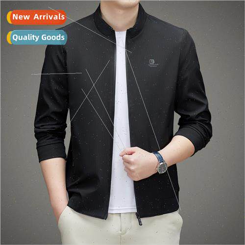 Men spring fall  stand-up collar jacket middle-aged elderly