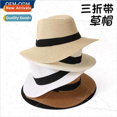 Summer Panama tri-fold wh straw hat Europe Uned States sunsh