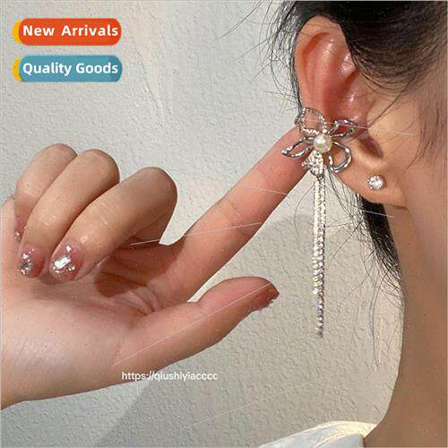 New rich flowers fine diamond hollow flowers tassel ear bone