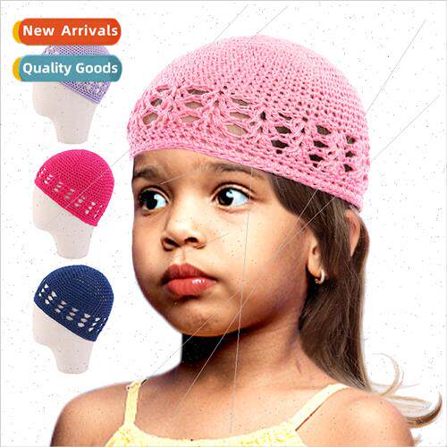 Children Handmade Crochet Cotton Hat Pure Color Kufi Hat Bao