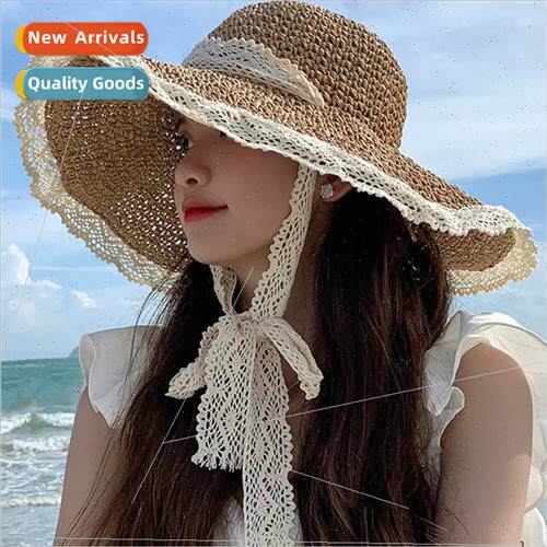 Straw hat female summer vacation beach beach sunscreen sun h