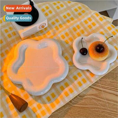 Korea ins cream color flower ceramic plate household creativ