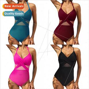 section one mesh backless sexy cross swimsu piece new 2023