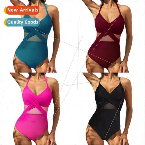 2023 new one-piece swimsu cross section sexy backless mesh s