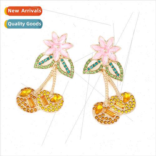 fresh lovely colored diamond cherry earrings exaggerated all