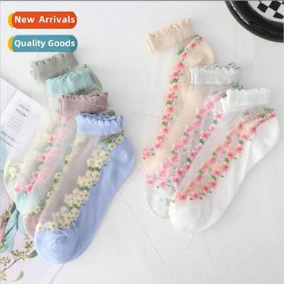 Socks Women Thin Kasi Socks Spring Summer Glass lk Lace Crys