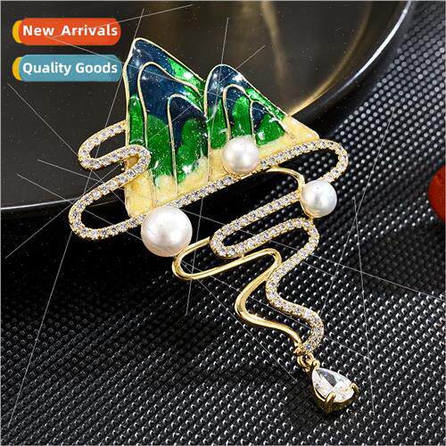 high mountains rivers elegant zirconia luxury brooch elegant