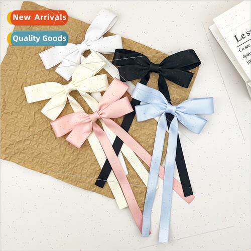 Solid-coloured bow hair clips female temperament versatile l