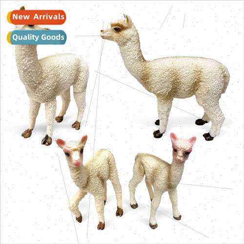 Mini animal model beige alpaca cubs male alpaca family set c