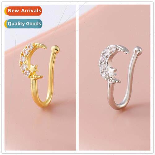 Copper Piercing Clip-on Nose Ring Moon Star Nose Clip Nose J