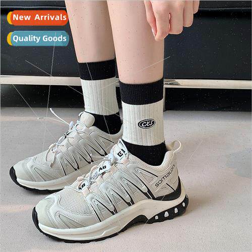 Autumn winter black striped embroidered R letters socks wome