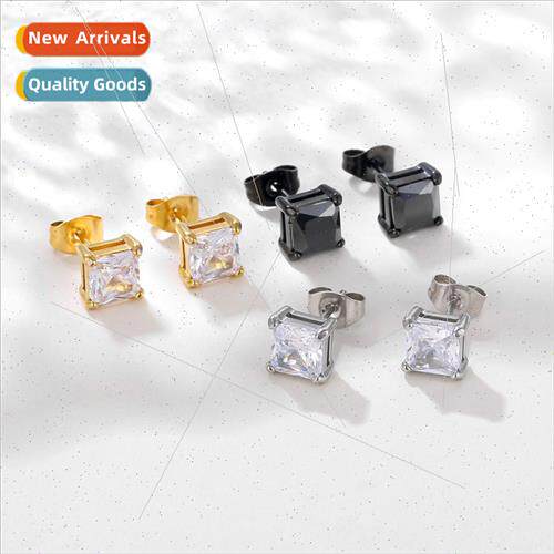 Stainless steel zirconia earrings适用men women titanium stee