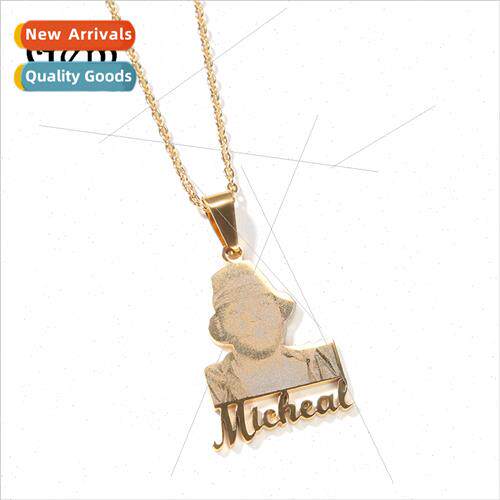 DIY photo monogram stainless steel necklace pendant Europe h