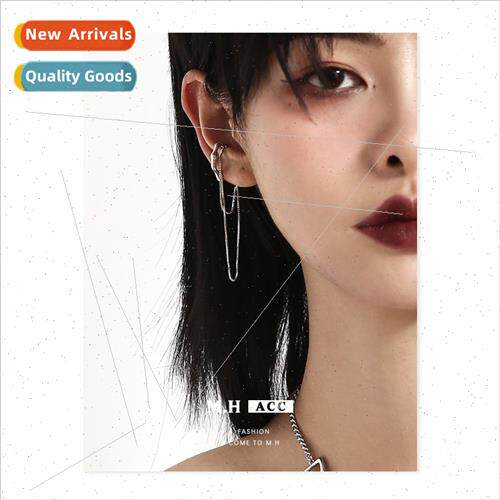 Long irregular ear clip female tassel chain ear bone clip wh